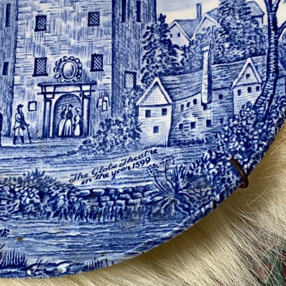 Blue Transferware Decorative Dinner Plate - Classic Scenic Design